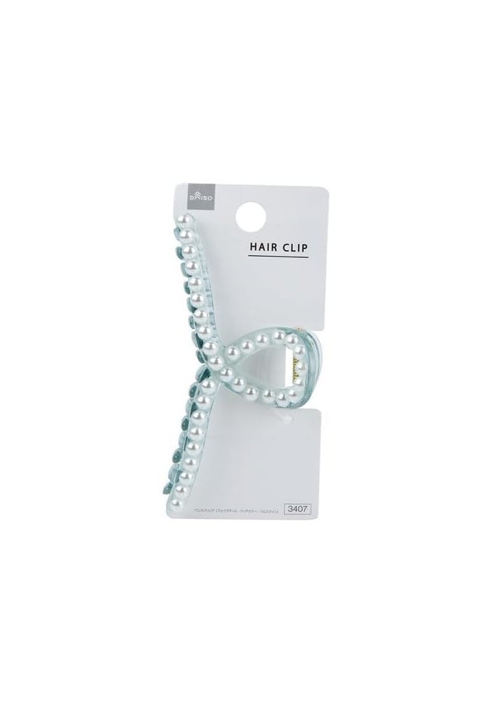 DAISO Cross Line Pearl Border Claw Clip - Gray - Image 1